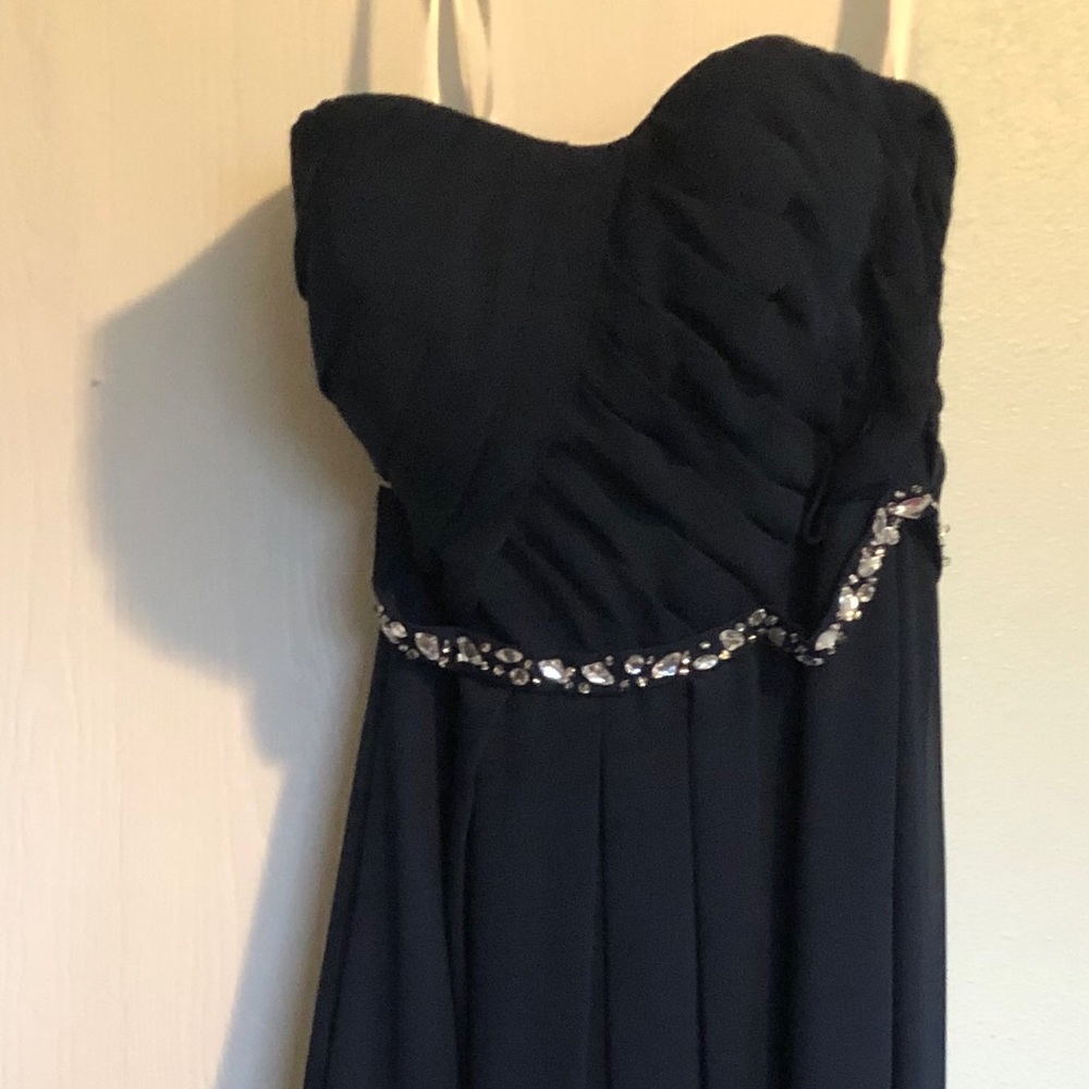 Navy Blue Strapless Bridesmaid Dress - Picture 3 of 3